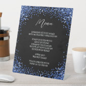 Curved Navy Blue Glitter Black Menu Sockelschild (In Situ)