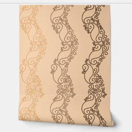 Curved Ombre Stripes - Brown - Peach Tapete