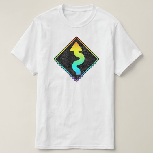 curved road ahead street sign T-Shirt (Design vorne)