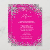 Curved Silver Glitter Hot Pink Menu (Vorne/Hinten)