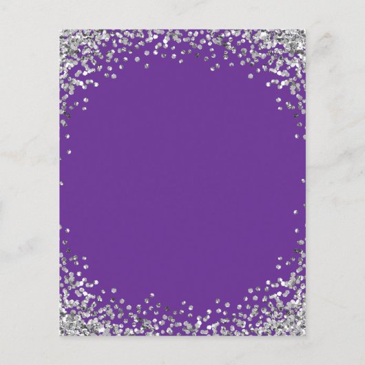 Curved Silver Glitter Royal Purple Menu (Rückseite)