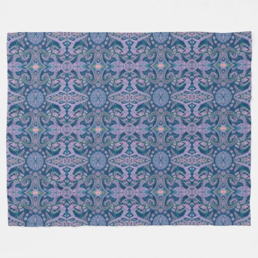 Curves & Lotuses, abstrakter Musterlavener & blau Fleecedecke (Vorderseite (Horizontal))