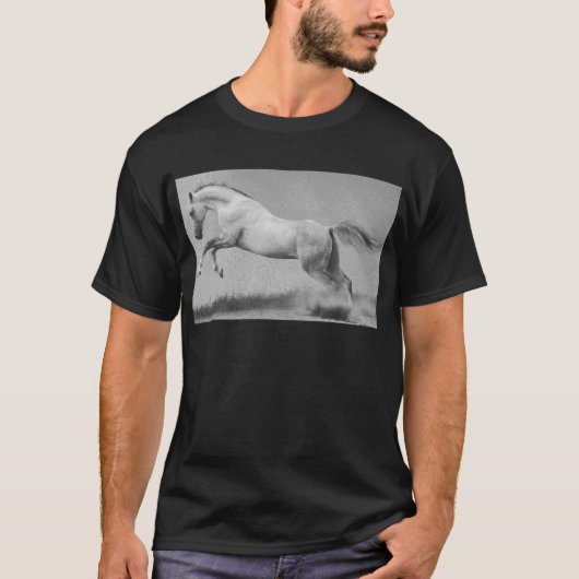 Curvet Horse Animal Template Mens Modern Black T-Shirt (Vorderseite)
