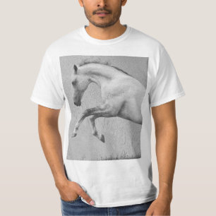 Curvet Horse Template Mens Moderne weiße Tiere T-Shirt