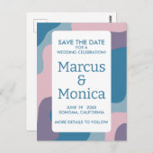 Curvous farbige Streifen Retro Save the Date Postkarte (Vorne/Hinten)