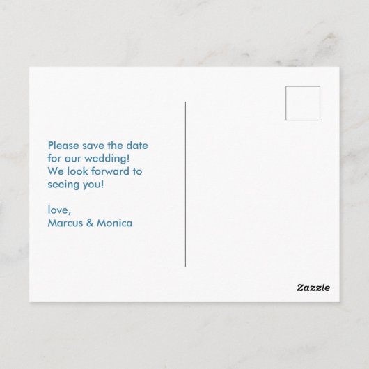 Curvous farbige Streifen Retro Save the Date Postkarte (Rückseite)