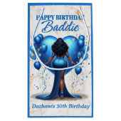 Curvy Afrikanische Amerikanerin Blue Birthday Badd Kleine Geschenktüte (Rückseite)