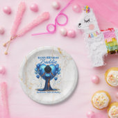 Curvy Afrikanische Amerikanerin Blue Glam Birthday Pappteller (Party)