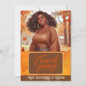 Curvy Black Friendsgiving-Kartenhalter Einladung (Vorderseite)