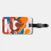 Curvy Black Woman, Beach Vacation Ready Gepäckanhänger (Rückseite horizontal)