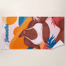 Curvy Black Woman, Beach Vacation Ready, Name