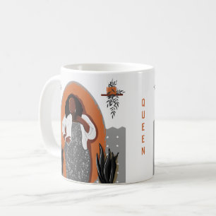 Curvy Black Woman, Hauspflanzen, Orange & Gray, Gr Kaffeetasse