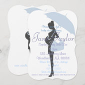 Curvy Blue Silhouette Babydusche Einladungen (Vorne/Hinten)