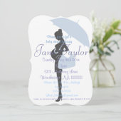 Curvy Blue Silhouette Babydusche Einladungen (Stehend Vorderseite)