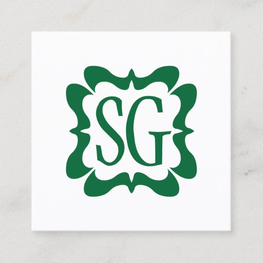 Curvy Box 02 - Initialen - Forest Green Quadratische Visitenkarte (Vorderseite)
