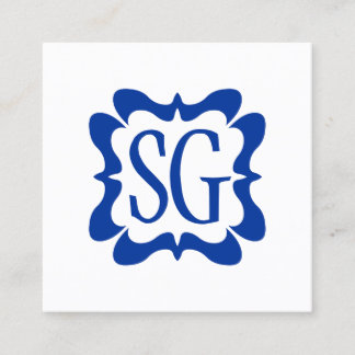 Curvy Box 02 - Initials - Navy Blue Quadratische Visitenkarte