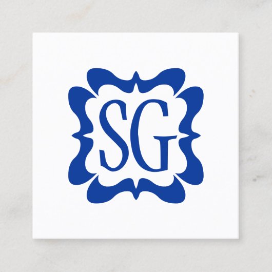 Curvy Box 02 - Initials - Navy Blue Quadratische Visitenkarte (Vorderseite)