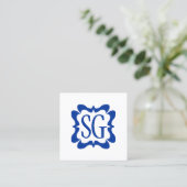 Curvy Box 02 - Initials - Navy Blue Quadratische Visitenkarte (Stehend Vorderseite)