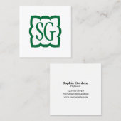 Curvy Box 03 - Initials - Forest Green Quadratische Visitenkarte (Vorne/Hinten)