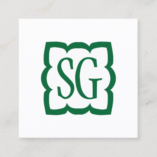Curvy Box 03 - Initials - Forest Green Quadratische Visitenkarte (Vorderseite)
