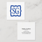 Curvy Box 03 - Initials - Navy Blue Quadratische Visitenkarte (Vorne/Hinten)