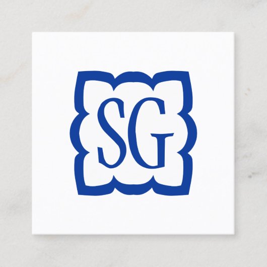 Curvy Box 03 - Initials - Navy Blue Quadratische Visitenkarte (Vorderseite)