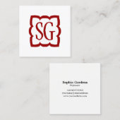 Curvy Box 03 - Initials - Ruby Red Quadratische Visitenkarte (Vorne/Hinten)