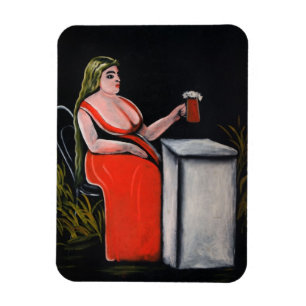 Curvy-Frau mit einer Tasse Bier Magnet