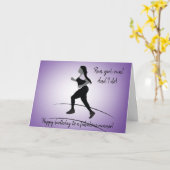 Curvy Girl Runner mit Plait Birthday Card Karte (Gelbe Blume)