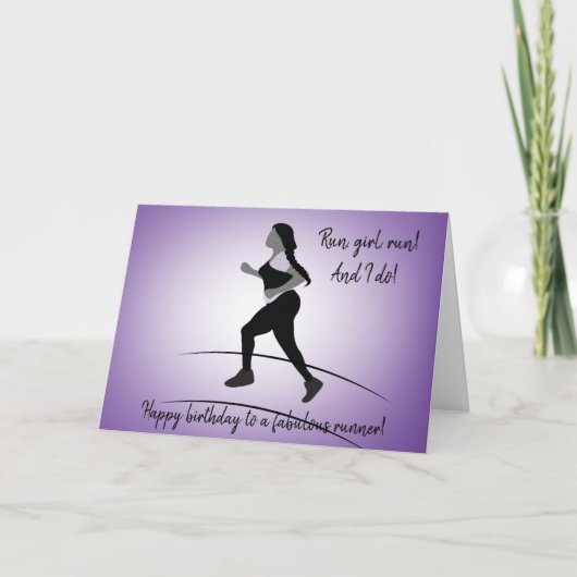 Curvy Girl Runner mit Plait Birthday Card Karte (Vorderseite)