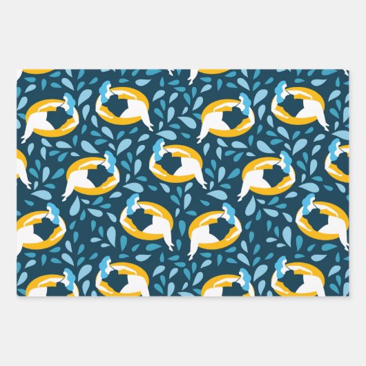Curvy Girl Swimming Wrapping Paper Set Geschenkpapier Set (Vorderseite)