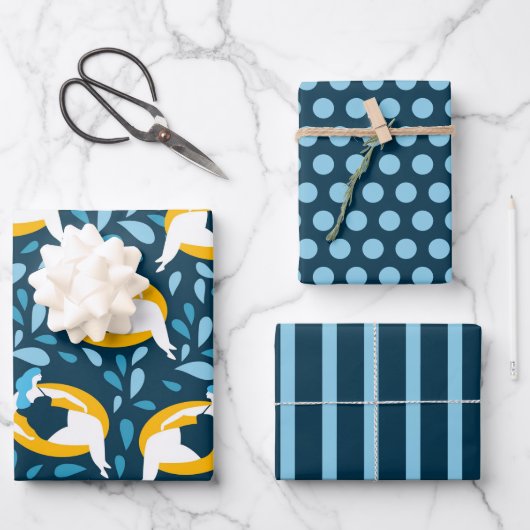 Curvy Girl Swimming Wrapping Paper Set Geschenkpapier Set (Vorderseite)