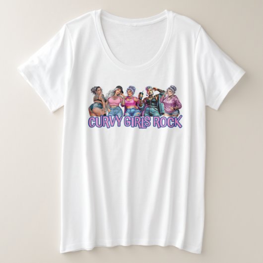 Curvy Girls Rock Große Größe T-Shirt (Design vorne)