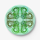 Curvy Green Retro Dinner Plate Pappteller (Vorderseite)