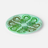 Curvy Green Retro Dinner Plate Pappteller (Schrägansicht)