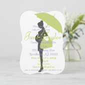 Curvy Green Silhouette Baby Shower Einladungen (Stehend Vorderseite)