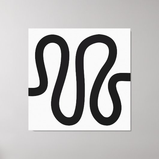 Curvy Line 01a - Schwarz auf Weiß Leinwanddruck (Vorderseite)