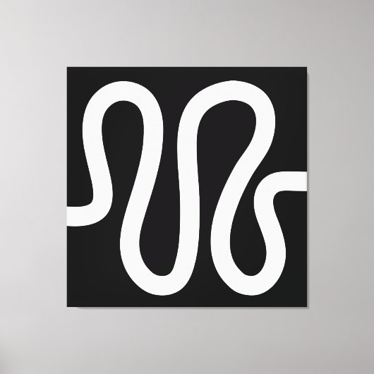 Curvy Line 01a - Weiß auf Schwarz Leinwanddruck (Vorderseite)