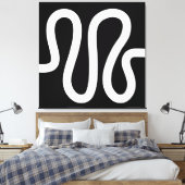 Curvy Line 01a - Weiß auf Schwarz Leinwanddruck (Insitu (Schlafzimmer))