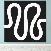 Curvy Line 01a - Weiß auf Schwarz Leinwanddruck (Insitu (Holzboden))