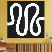 Curvy Line 01a - Weiß auf Schwarz Leinwanddruck (Insitu (Wohnzimmer))