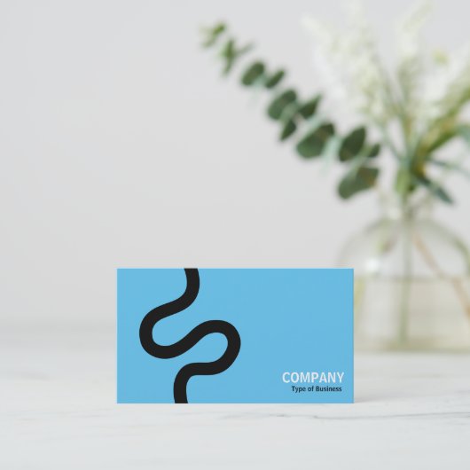 Curvy Line 02 - Black on Sky Blue Visitenkarte (Stehend Vorderseite)
