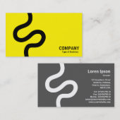 Curvy Line 02 - Schwarz auf Gelb Visitenkarte (Vorne/Hinten)