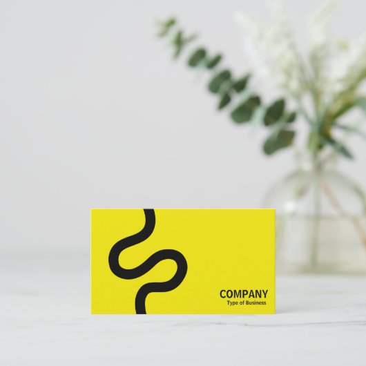 Curvy Line 02 - Schwarz auf Gelb Visitenkarte (Stehend Vorderseite)