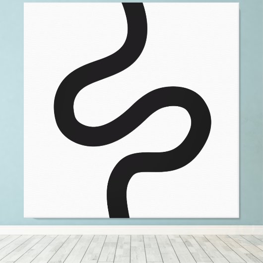 Curvy Line 02 - Schwarz auf Weiß Leinwanddruck (Insitu (Holzboden))