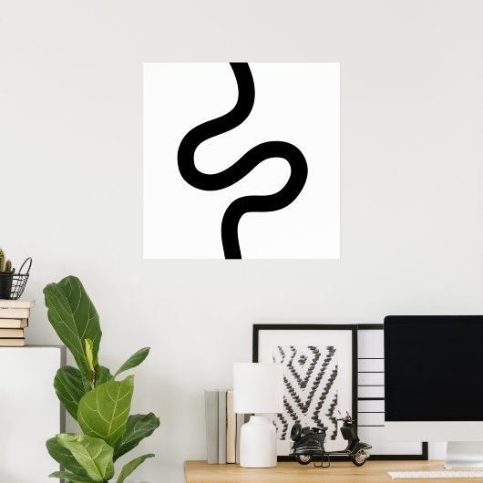 Curvy Line 02 - Schwarz auf Weiß Poster (Heimbüro)