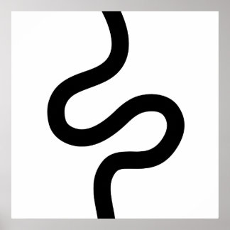Curvy Line 02 - Schwarz auf Weiß Poster