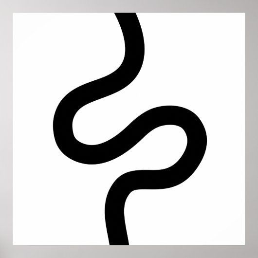 Curvy Line 02 - Schwarz auf Weiß Poster (Vorne)