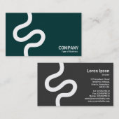 Curvy Line 02 - Weiß auf dunkelgrün Visitenkarte (Vorne/Hinten)