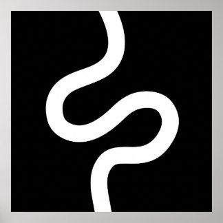 Curvy Line 02 - Weiß auf Schwarz Poster